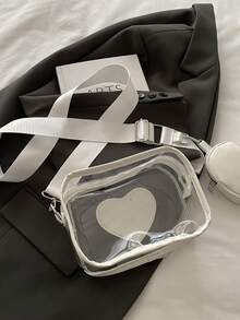 2-In-1 Transparent Bag Set With Coin Purse, Waterproof PVC Mini Square Bag, In 2026, Versatile Large Capacity Crossbody Bag - White - View 4