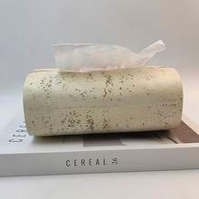 1 件优雅树脂矩形纸巾盒架，7.9 英寸 X 5.3 英寸拱形纸巾分配盒，仿石设计，适用于家庭和浴室装饰、卧室和客厅桌面收纳、办公室家居装饰 - 彩色 - 查看 5