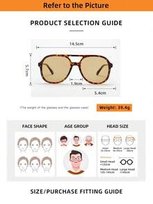 1 pieza Gafas de montura doble grande y de alta calidad con diseño minimalista y de moda unisex, adecuadas para viajes, vacaciones, uso casual, fiestas y uso diario - Multicolor - Ver 4