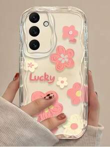 1 chiếc ốp lưng điện thoại in hình hoa may mắn độc đáo, viền lượn sóng, tương thích với Samsung A14/A15/A16/A17/A04/A05/A06/A07/A54/A55/A56/A57/A34/A35A/36/A37/S26/S26Plus/S26Ultra, SMART7/8/9/10, Honor 400/400Pro/200/200Pro/X7C/X8C/X9C, 10C/13C, phiên bản quốc tế, không phải phiên bản nội địa. - Màu kem trong suốt - Xem 1