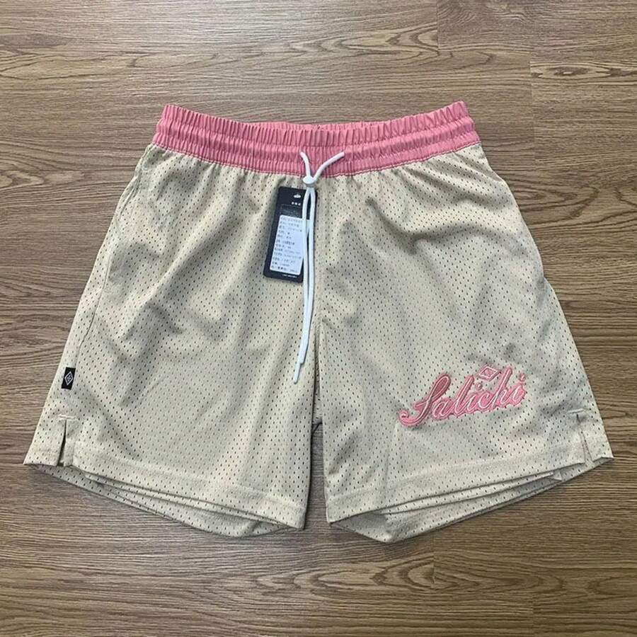 Summer American Jersey Shorts Double-Sided Mesh Basketball Shorts Men's Casual Knee Street Shorts Training Quick-Dry Half Pants - Màu Khaki - Xem 1
