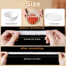 500片/包，一次性食品保鲜膜：淋浴喷头罩、多功能一次性收缩膜（1袋）、一次性鞋套、加厚厨房食品保鲜膜、弹性冰箱食品保鲜膜（50/100/300/500片装） - 彩色 - 查看 10