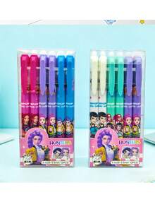 12pcs K-POP Witch Hunting Crew Erasable Gel Pens, 0.5mm Smooth Writing, Fan Stationery Supplies, Suitable For Back To School And Gifts - Multicolor - View 6