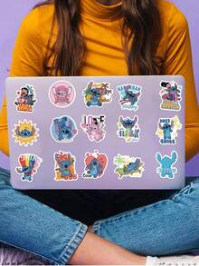 Disney 50张迪士尼史迪奇贴纸 派对礼品 史迪奇卡通贴纸 防水乙烯基贴纸 - 藍色 - 查看 7