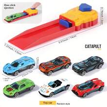 Coche de juguete de carreras de aleación con retroceso aleatorio, emparejado con pista de lanzamiento para competencia de deslizamiento - Multicolor - Ver 7