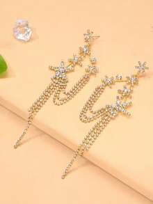 New Arrival Exaggerated Rhinestone Hexagram Tassel Earrings, Luxurious Party Accessories - Star - View 8