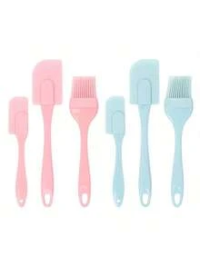 Bộ 3 món cọ phết dầu và thìa silicon, thìa phết kem màu hồng, dụng cụ làm bánh bằng silicon, cọ phết bánh ngọt và dụng cụ cạo kem. Bộ 3 món dụng cụ làm bánh bằng silicon gồm thìa và cọ phết kem. - nhiều màu - Xem 1
