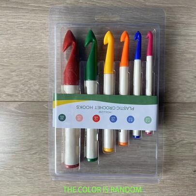 6pcs Knitting Tools Sweater Needles Hollow Plastic Crochet Hook Set