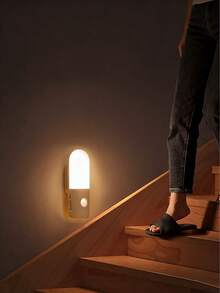 Lampe à détecteur de mouvement LED 3-en-1, avec fonction de détecteur de mouvement, lampe murale LED, lampe de chevet, lampe d'armoire, lampe de poche murale, veilleuse LED portable, avec câble de charge USB, 3 options de couleur, gradable, convient pour escaliers, couloir, chambre, salle de bain, cuisine, pièce, salle de bain, porche, table de chevet, bureau, armoire - Multicolore - Voir 8