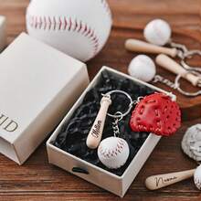 Juego de regalo de llavero de béisbol personalizado, llavero de bate y guante de béisbol (adecuado para hombres, adolescentes), regalos para entusiastas de los deportes, regalo ideal para él - Llavero de béisbol multicolor - Ver 4