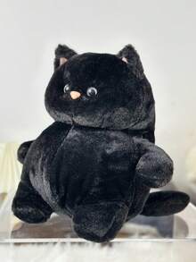 1个32厘米/12.6英寸毛绒猫玩偶，黑色猫咪，可爱的小猫玩偶，适合儿童，圣诞礼物，柔软的礼物，送给女性的礼物，送给男孩女孩的礼物，女孩玩偶，幼儿玩偶，圣诞装饰，房间装饰，酷炫黑猫 - 黑色 - 查看 10