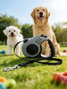 5M Durable Retractable Dog Leash, Dual Button Control And One-Click Brake Lock, Ergonomic Comfortable Handle, Battery-Free Operation, Suitable For Medium To Large Dog Breeds - Grey - View 4