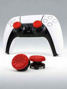 1 Pair Red Silicone Joystick Thumb Grip Caps, FPS Gaming Trigger Extender Caps, Game Controller Protective Caps - View 1