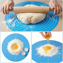 1pc 12-Inch Round Silicone Baking Mat, Cake Turntable Pad With Measurement Markings, Non-Stick Heat Resistant Reusable Pastry Mat, Pink/Blue - Multicolor - View 5