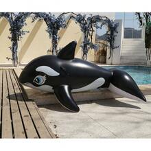 1pc Inflatable Water Playing Mount Inflatable Black Whale Float Type Summer Pool And Beach Float Party Perfect Summer Gift Swimming Pool Raft Recliner Floating Vacation Fun And Rest - Black - View 10