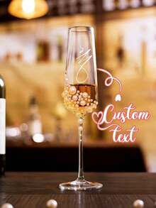 Customized Champagne Glass, DIY Decoration, Bow-Tie Champagne Glass, Faux Pearl & Crystal Glass Stemware, Bride Champagne, Happy Birthday Champagne Flute, Customized Champagne, Reusable, - View 5