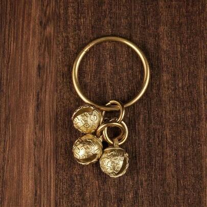 1pcsTibetan Bell Pendant Pet Brass Bell Keychain Handmade Wind Chime, Ideal Christmas, Halloween, Thanksgiving, Winter Gift For Home Decoration