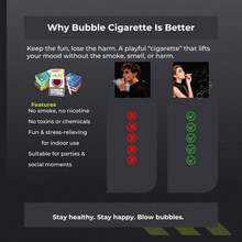 2支逼真香烟造型泡泡棒（需配合肥皂水使用，产品不含肥皂水），迷你手持恶作剧泡泡棒，适合青少年、男女释放压力、玩恶作剧，适用于婚礼、派对、摄影、特殊场合以及营造派对氛围。 - 彩色 - 查看 5