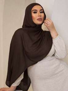 Women's Solid Color Scarf, Women's Casual Headscarf, Chiffon Head Wrap Suitable For Daily Wear - Dark Brown - View 5