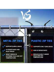 100pcs/Pack Heavy-Duty 304Stainless Steel Cable Ties - Rust Proof, High Temperature Resistant Metal Cable Ties, Suitable For Mechanical, Automotive, Exhaust Applications, Etc., Made Of Stainless Steel Material - 100PCS - View 2