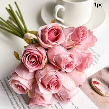 6pcs Artificial Silk Rose Flowers, 25cm Long Fake Rose Stems, Suitable For Valentine's Day, Mother's Day, Home Wedding Party Decor, Tabletop Centerpiece, DIY Wedding Bouquet - Multicolor - View 17