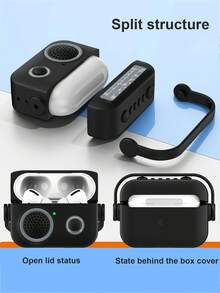1pc Bluetooth Radio Protective Case, Suitable For Airpods 4 Apple Bluetooth Earphones, Creative Retro Silicone Flip Cover, Pro 2 Soft Protective Case, Unisex Versatile - Multicolor - View 4
