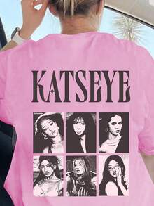 KATSEYE TOUR樂隊圖案印花,，女式寬鬆T卹，夏季上衣，K-Pop戰士系列，純棉上衣，女裝服飾，女式夏裝，針織服飾，派對裝束，大碼女裝，大碼女式圓領寬鬆上衣，閨蜜裝，度假服飾，休閒運動裝，優雅上衣，女士運動裝,頂部女裝，促銷女裝，男女同款，青少年裝、基本款T卹，夏季女裝，柔軟舒適，Y2K風格,夏季、春季、復活節、聖帕特里克節、聚會、海灘、婚禮、外出活動、畢業典禮、優雅、度假、休閒、運動、奢華、正式、亮片、波點、豹紋、花卉、圖案 - 暗粉 - 查看 6