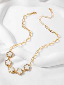 1件时尚新款三叶草花项链，独特梅花吊坠，欧美时尚优雅颈链 - 項鍊 - 查看 4