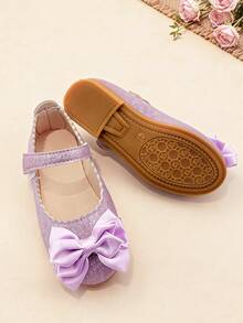 1双紫色亮片女童公主鞋，梦幻吸睛，紫色亮片搭配薰衣草色蝴蝶结设计，适合宴会、聚会、派对、婚礼、度假等场合。 - 紫色 - 查看 5