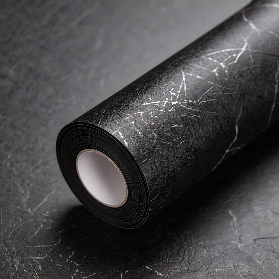 Matte Black Self-Adhesive Vinyl Wrap For Furniture, Satin Furniture Self-Adhesive Paper, Waterproof Vinyl Wrap For Kitchen Countertops, Cabinets, Tables, Bathroom Decor