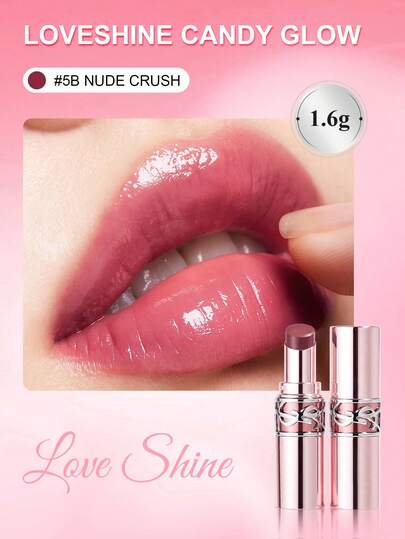 Yves Saint Laurent Loveshine Candy Glow 唇彩 #5B Nude Infatuation - 粉色管身，滋润持久，易于涂抹，旅行装 1.6克/0.06盎司