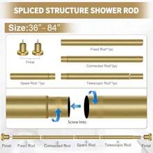 Shower Curtain Rod 36-84 Inches 3-7ft Non Rust Adjustable Shower Rod Spring Tension Non Slip No Drilling Stainless Steel Shower Rods For Bathroom Windowdjj - Gold - View 6