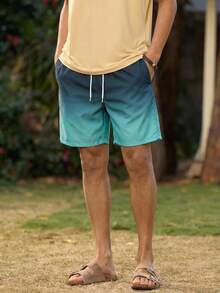 Whitmere Men's Green All Over Print Polyester Swim Trunks, Drawstring, Zip, Pocket, Board Shorts, Casual, Comfortable, Versatile, Daily Wear, Gift For Father/ Husband - Green - View 2