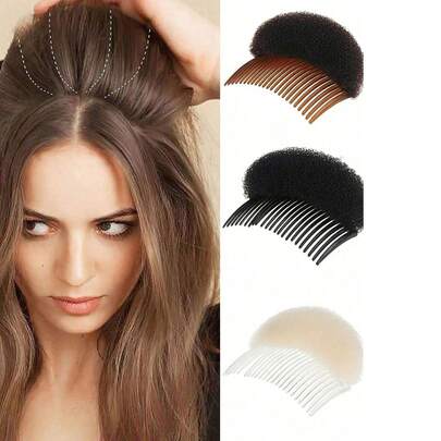 蓬松海绵发垫，发根提升工具，女士美发配饰，隐形发垫，双面隐形海绵颈梳，海绵BB发夹发饰 - 女士隐形夹式泡沫垫，DIY干发造型，自然蓬松发饰，美发工具套装，美发工具包，沙龙及旅行必备，美发产品，护发，发饰