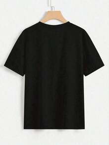 Playera camiseta gráfica dama mujer manga corta cuello redondo básica cómoda fresca ligera moderna juvenil casual estampado colibrí ave linda tierna cute primavera verano - Negro - Ver 2