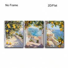 阿马尔菲海岸柠檬主题版画三件套，意大利风景墙画，乡村厨房装饰画，意大利城市景观版画，地中海海岸风光海报，无框 - 風景 - 查看 9