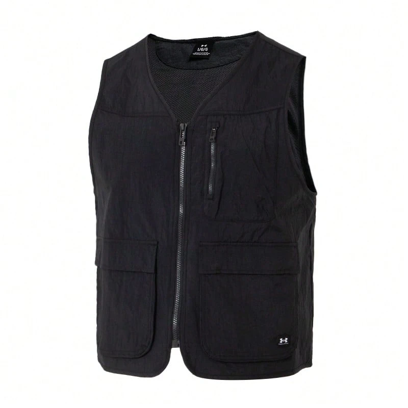 Under Armour 男士 UA Legacy 褶皱背心夹克/外套,户外运动休闲柔软轻便夹克 1382877-001 - 黑色 - 查看 1