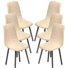 Dining Chairs Covers Set Of 2/4/6 Style Shell Mid Century Modern Accent Side Chair Covers Beige 6 PCSdjj - Beige1 - View 1