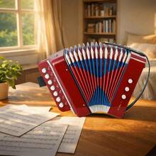 Shoze The Accordion With 10 Keys Is A Music Instrument Suitable For Beginners, Equipped With An Air Valve. It Is An Educational Instrument With A Lightweight And Portable Design, Making It Very Suitable For Early Music Education And Performance - 紅色 - 查看 5