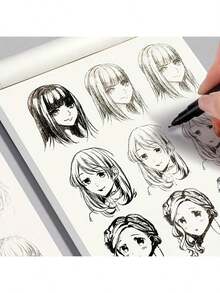 1pc Sketch Book Suitable For Beginners, Easy To Draw Outlines, Featuring Anime Characters, Provides Opportunities To Practice Sketching Techniques And Color Mixing Materials, Ideal For Artists And Anime Fans! Random Book Cover Color. - Multicolor - View 1