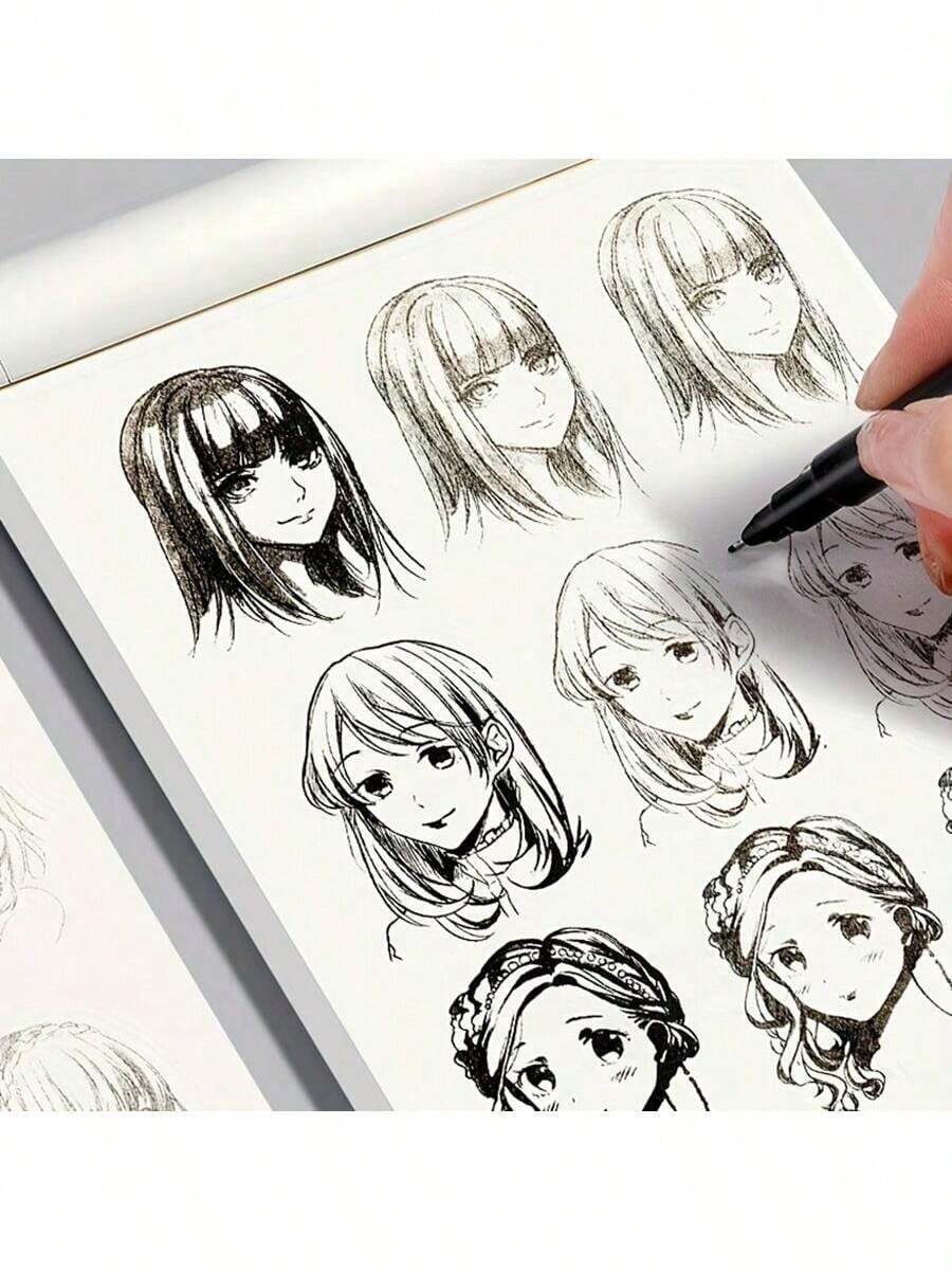 1pc Sketch Book Suitable For Beginners, Easy To Draw Outlines, Featuring Anime Characters, Provides Opportunities To Practice Sketching Techniques And Color Mixing Materials, Ideal For Artists And Anime Fans! Random Book Cover Color. - Multicolor - View 1