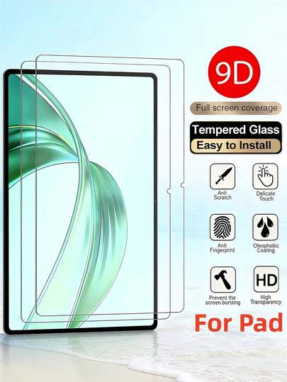 2 piezas Protector de pantalla de vidrio templado ultra HD, dureza 9H, a prueba de explosiones, resistente a los arañazos, fácil de pegar, compatible con Samsung Galaxy Tab S11 S9 S8 S9FE S10+ S10 FE A9 A9 A9+S8+S9+S11 12.4 pulgadas/Compatible con Air Pro 11/13 pulgadas (5ta/6ta/7ma/8va/9na/10ma/11va generación, modelo 2025/2024)/Compatible con Xiaomi//Compatible con Huawei Matepad/Película protectora Honor