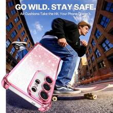 Sequins,Diamond (Android Series) Electroplated Anti-Drop Transparent Phone Case Suitable For SX A57 A37/57 A123456789987654321 45G, Compatible With Samsung/S26/S25/S24/S23/S22 Series/A Series, , , , Moto, Pixel, , - Pink - View 3