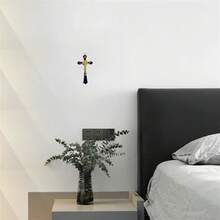 Golden St Benedict Crucifix Metal Wall Art, 7.8x4.1 Inch Cross, Blue/White/Black/Red Wall Decor, Saint Benedic Cross For Home Decoration, Catholic Gift - Multicolor - View 7