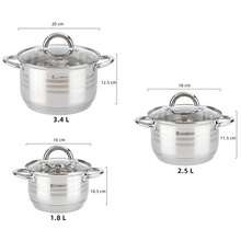 Panela de aço inoxidável para sopa, com diâmetro de 14 cm a 32 cm, ideal para uso doméstico. Adequada para fogões de indução e a gás. Multifuncional para cozinhar sopas, macarrão, mingau e ensopados. Possui alças duplas, é fácil de limpar e tem tamanhos que variam de 14 cm a 32 cm. - prata - Ver 21