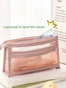 1pc Office & Study Supplies - Mesh Pencil Case For Storage, Suitable For Students To Carry During Exams - Large Capacity - A - View 7