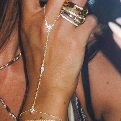 1pc Crystal Rhinestone Hand Chain, Hiphop Style Unique Hand Jewelry, Party/Festival Accessory, Western Daily Hand Decor