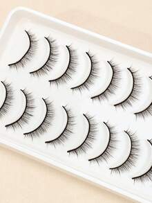 10对自然猫眼假睫毛，仿貂毛假睫毛，智能貂毛假睫毛，化妆假睫毛 - 黑色 - 查看 2