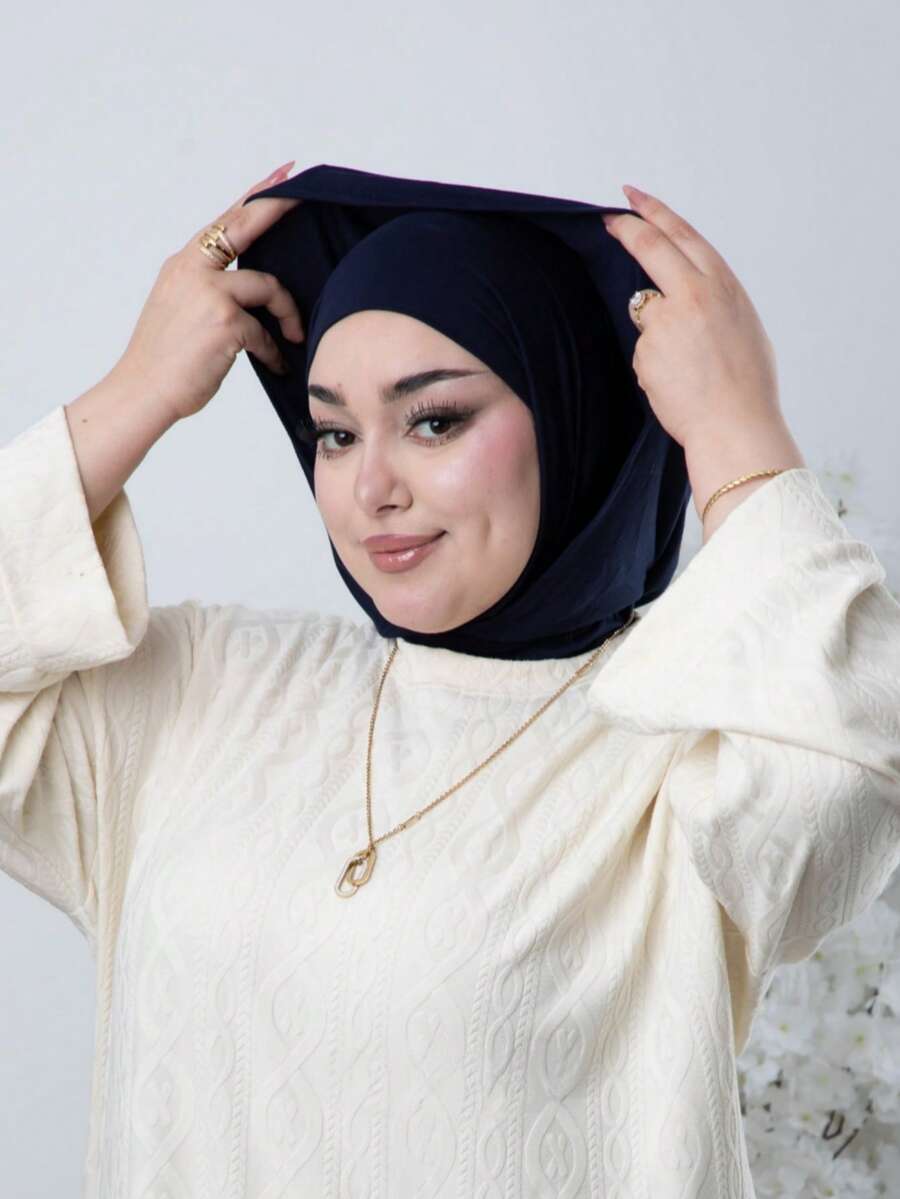 1件装女士纯色拉法帽滑雪面罩颈部保暖弹性头带头巾，透气舒适弹力宽边吸汗多功能运动头饰，简约时尚围巾，带帽兜和配套头带一体式设计，易于佩戴，时尚有型