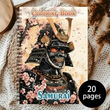 1pc, 20 Pages Japanese Samurai Drawing Book, Traditional Japanese Samurai Imagery, Sengoku Period. Reinforced YO Ring, Sturdy And Durable (Pen Not Included) - Single Piece - View 1